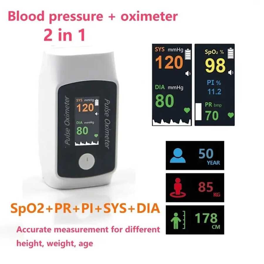 🔥50% OFF – Limited Time🔥Dual Blood Oxygen and Blood Pressure Monitor – Bluetooth Oximeter